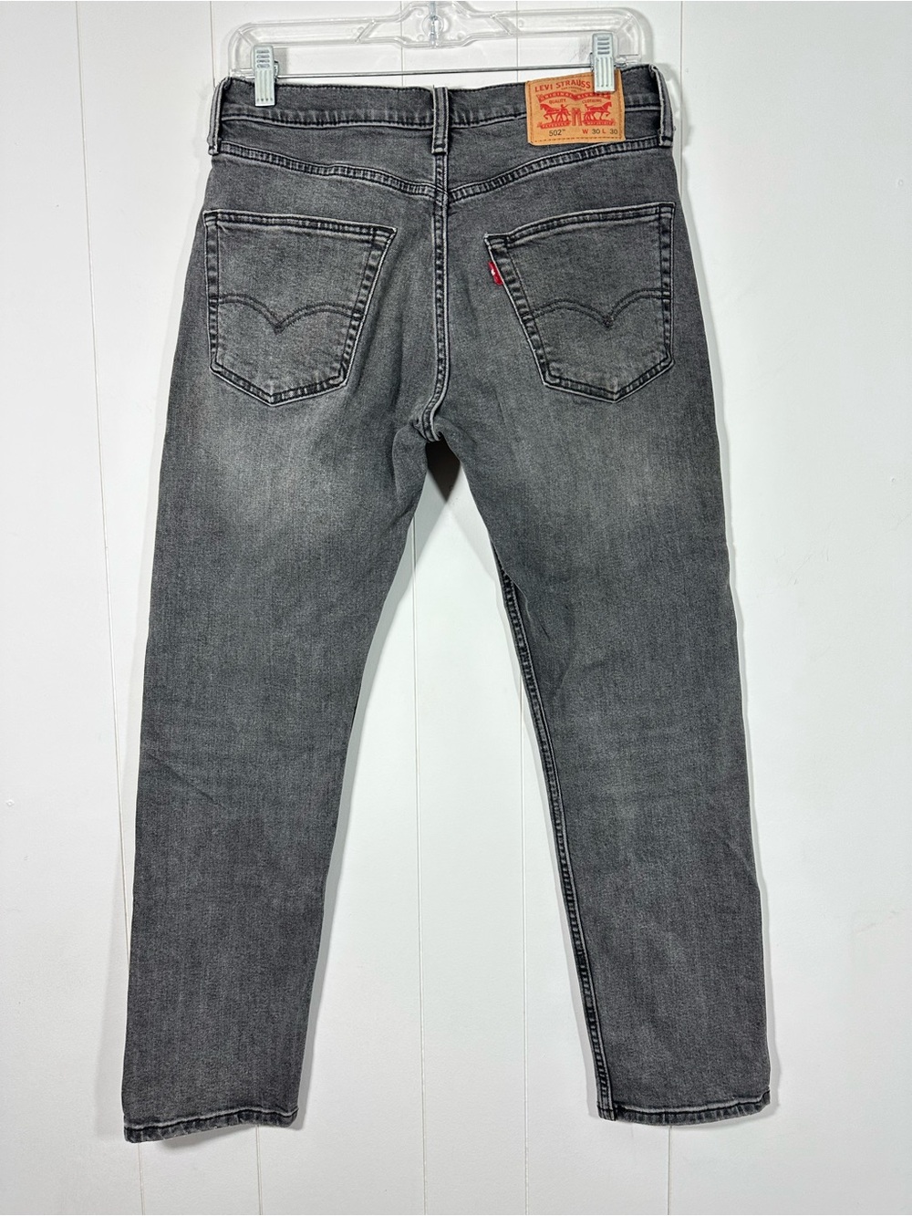 Levis Men’s 502 washed Black denim Size 30x30 slim Taper Fit Jeans - Picture 4 of 14